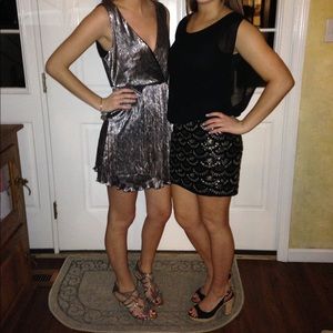 Gold and silver sequined black dress